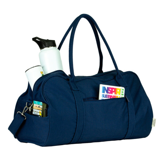 Recycled Canvas Duffle Bags Navy Open